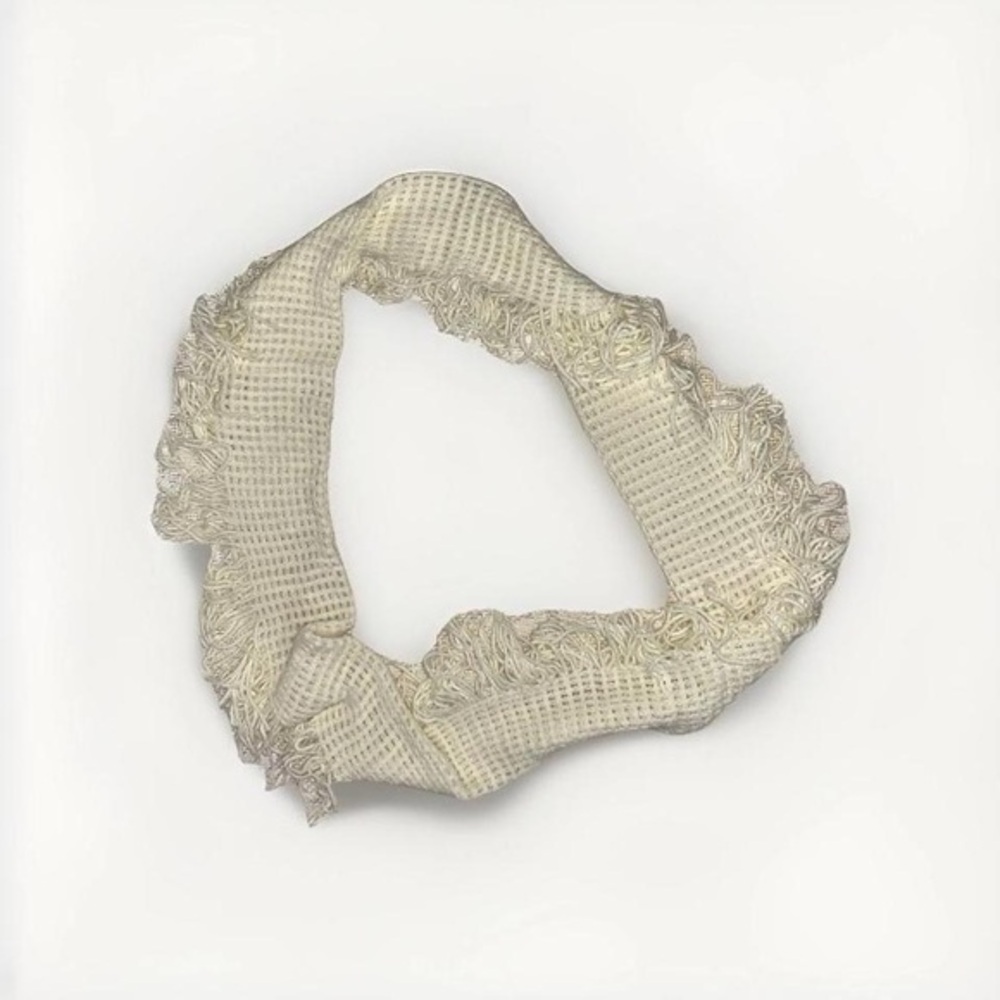 Scarfand Co. Ivory Open Knit Infinity Scarf with Boho Fringe Tassels